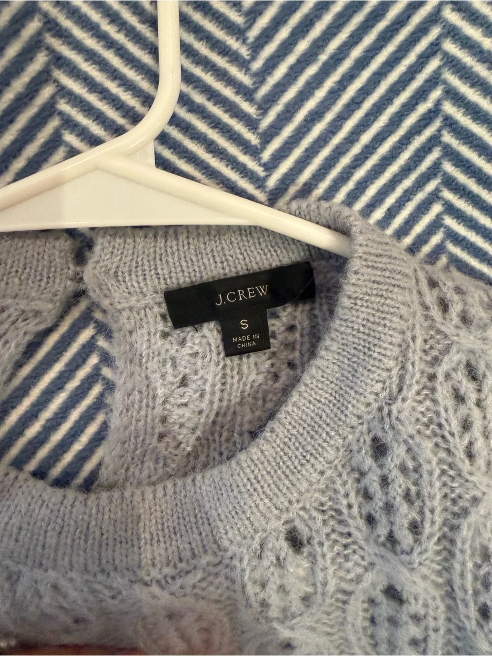 J. Crew Light Gray Cable Knit Crewneck Sweater